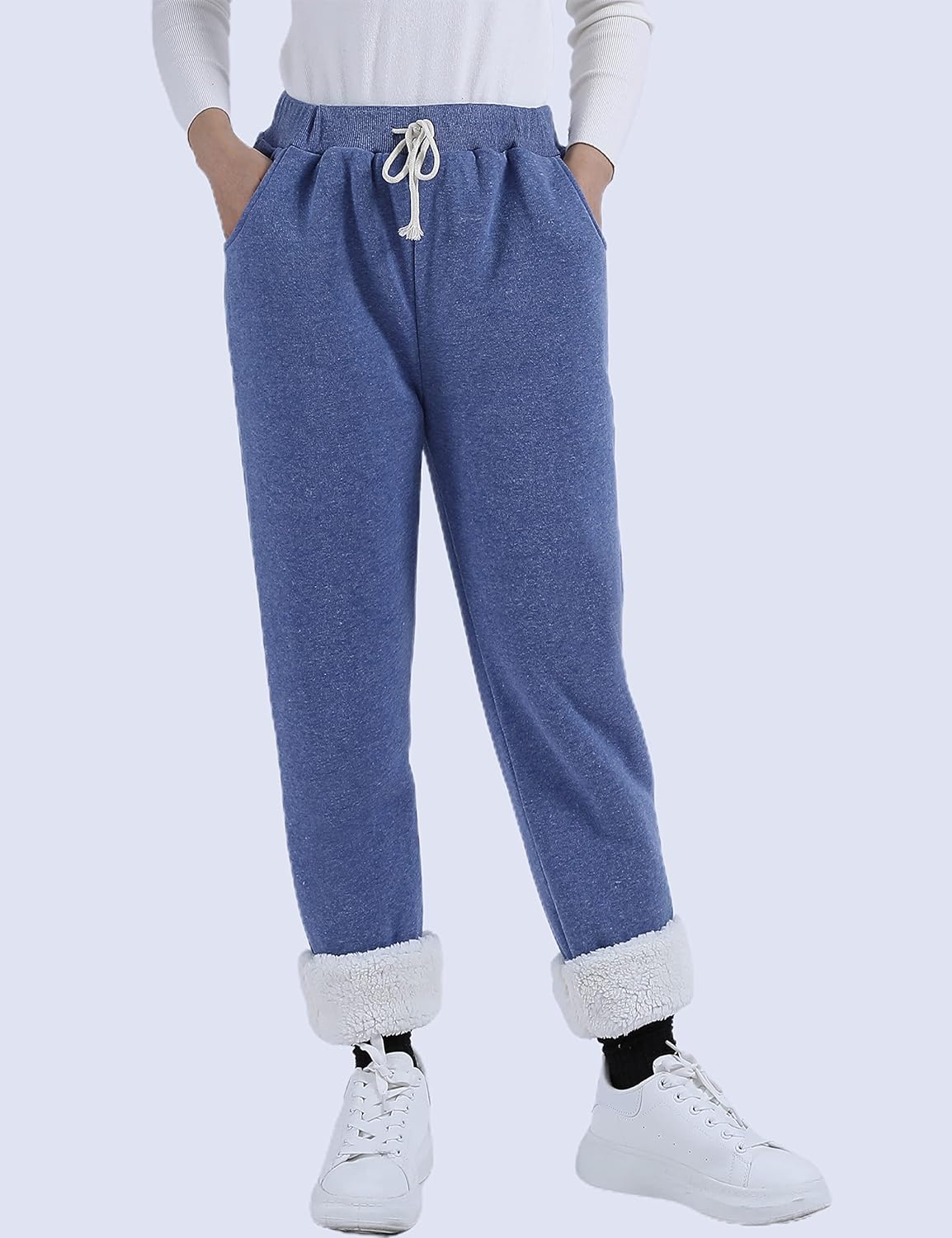 Women's Winter Warm Athletic Sweatpants Sherpa Lined Joggers Fleece Pants