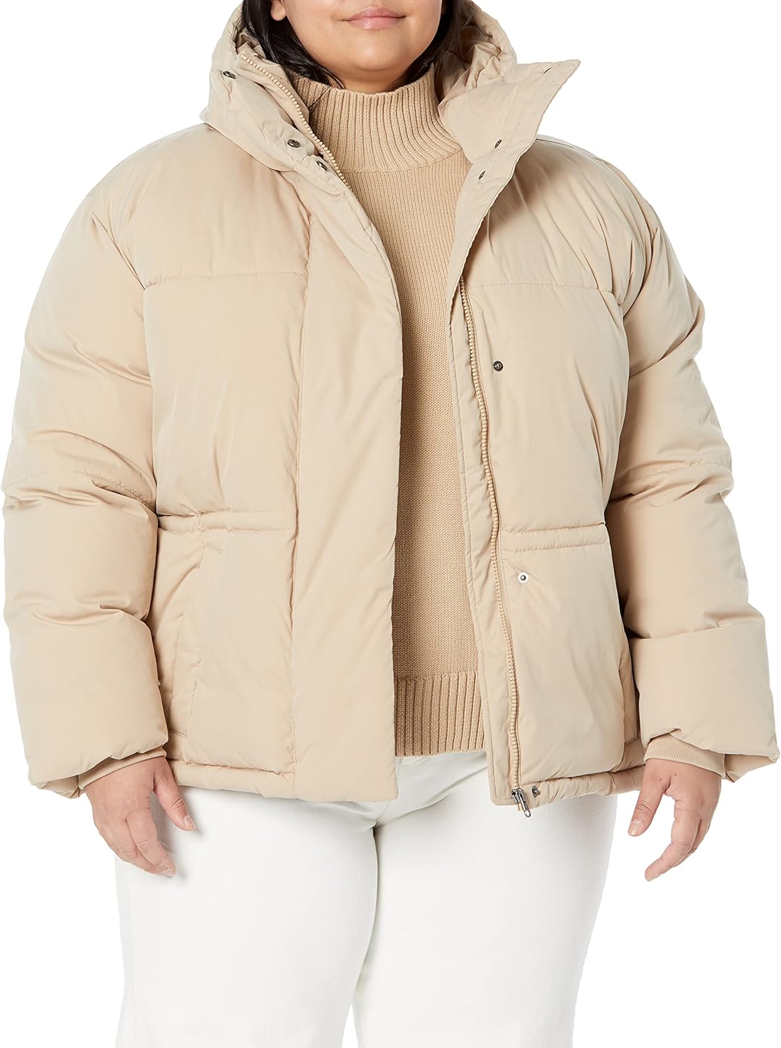 Women's Short Waisted Puffer Jacket (Available in Plus Size)