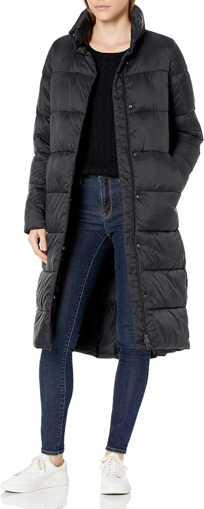 Women's Lightweight Water-Resistant Longer Length Cocoon Puffer Coat