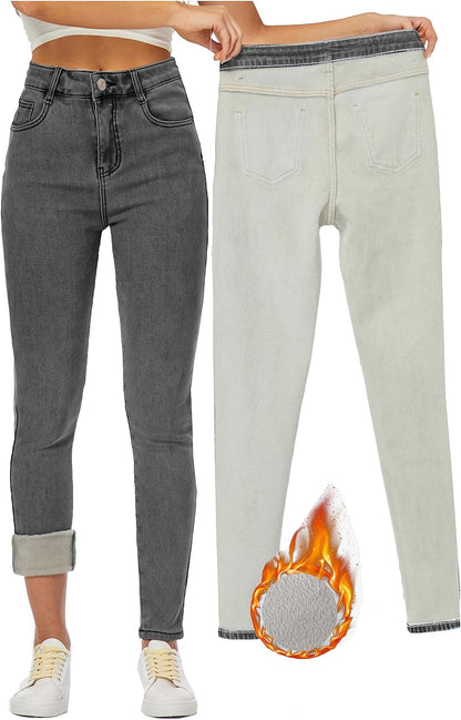 Women's Winter Fleece Lined Sherpa Thermal Skinny Pants Casual Warm Trousers