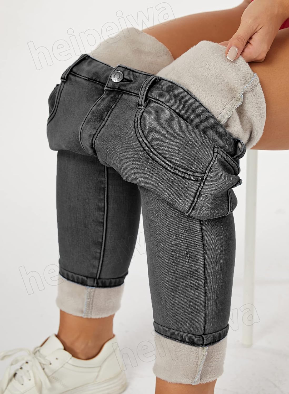 Women's Winter Fleece Lined Sherpa Thermal Skinny Pants Casual Warm Trousers