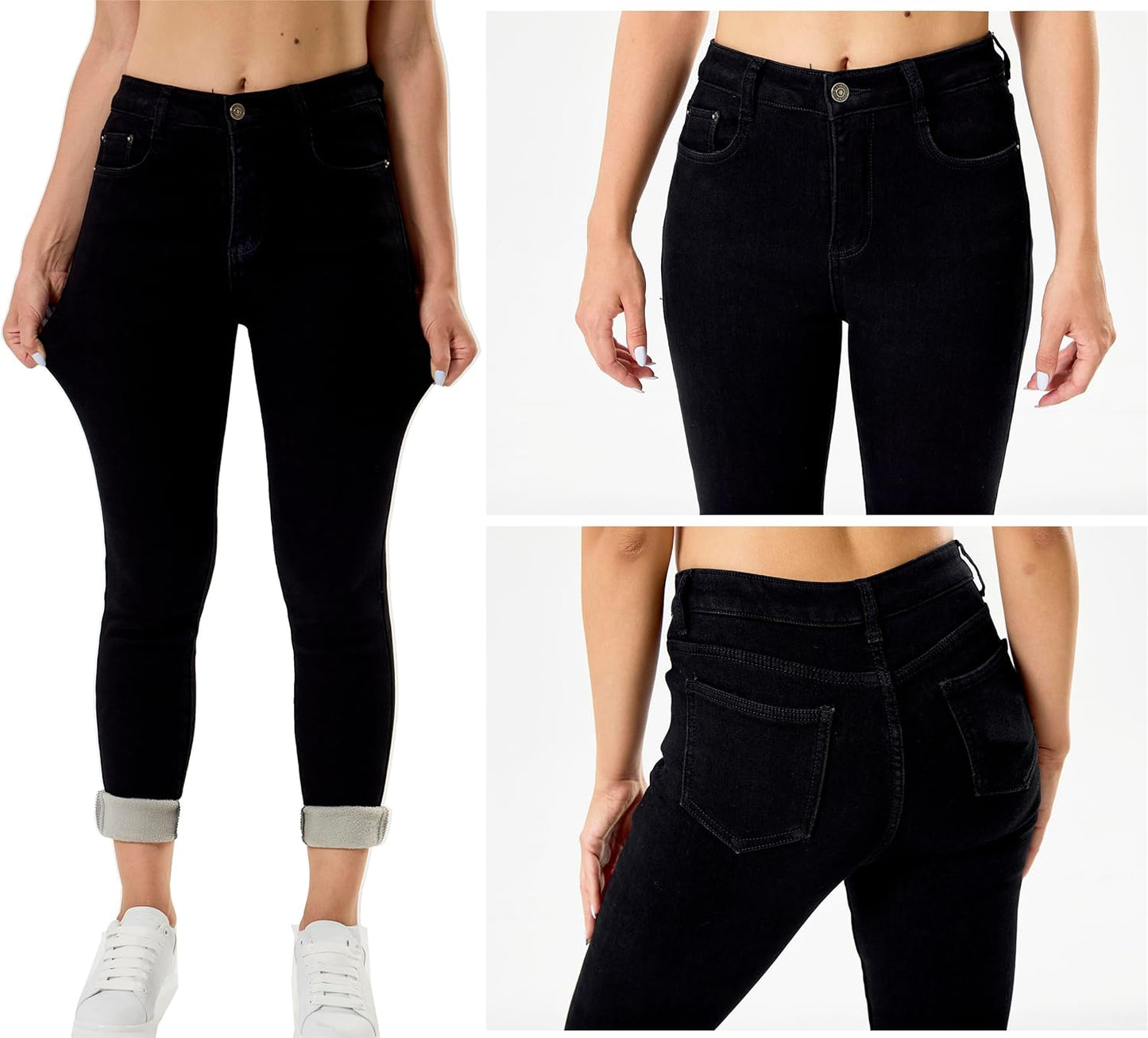 Women's Winter Fleece Lined Sherpa Thermal Skinny Pants Casual Warm Trousers