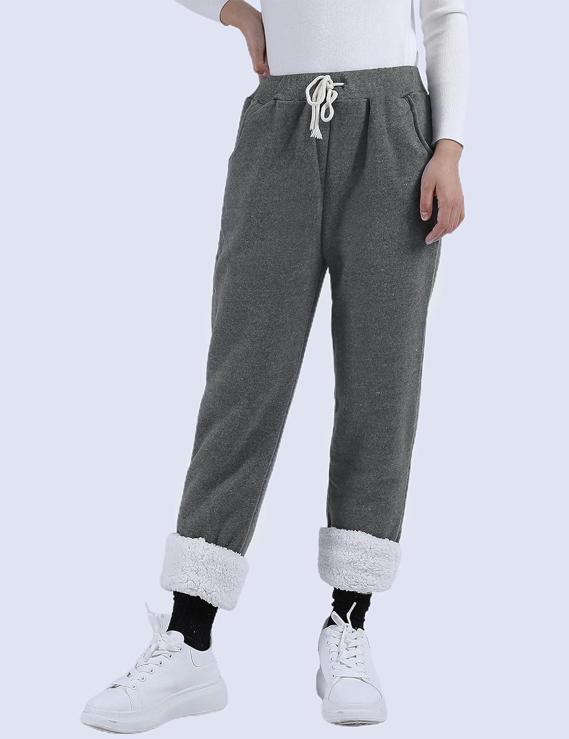 Women's Winter Warm Athletic Sweatpants Sherpa Lined Joggers Fleece Pants
