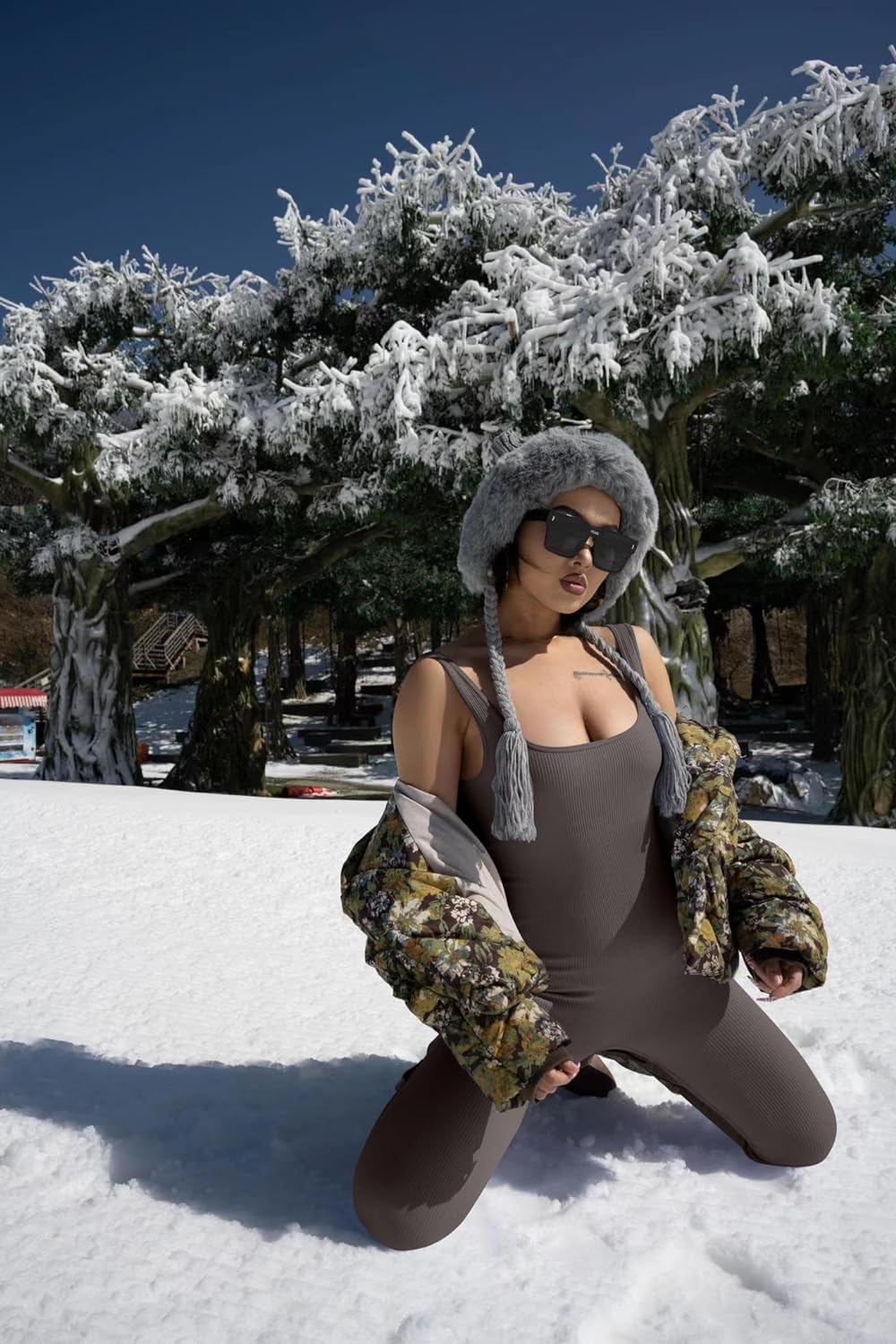 Women's Yoga Ribbed One Piece Tank Tops Rompers Sleeveless Exercise Jumpsuits