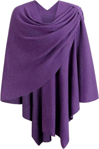 Womens Large Cross Front Poncho Sweater Wrap Topper Knitted Elegant Shawls Cape for Fall Winter