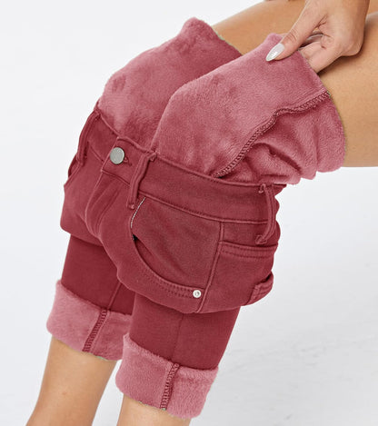 Women's Winter Fleece Lined Sherpa Thermal Skinny Pants Casual Warm Trousers