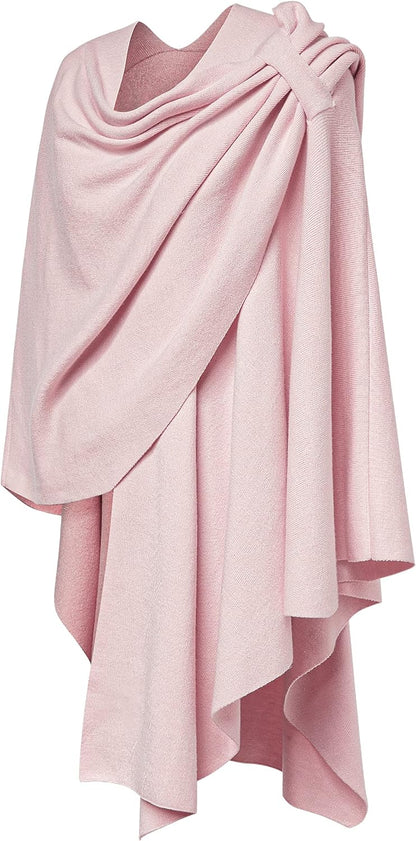 Womens Large Cross Front Poncho Sweater Wrap Topper Knitted Elegant Shawls Cape for Fall Winter