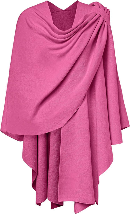 Womens Large Cross Front Poncho Sweater Wrap Topper Knitted Elegant Shawls Cape for Fall Winter