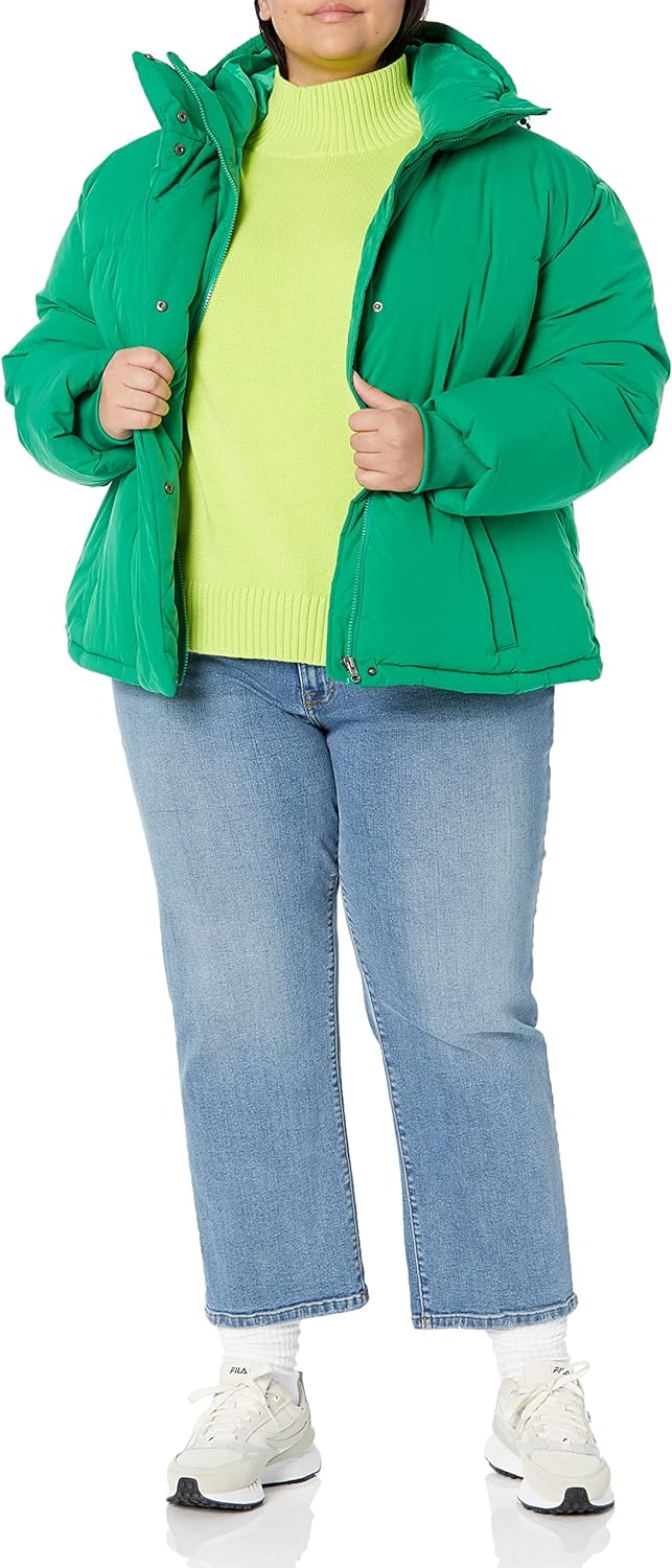 Women's Short Waisted Puffer Jacket (Available in Plus Size)