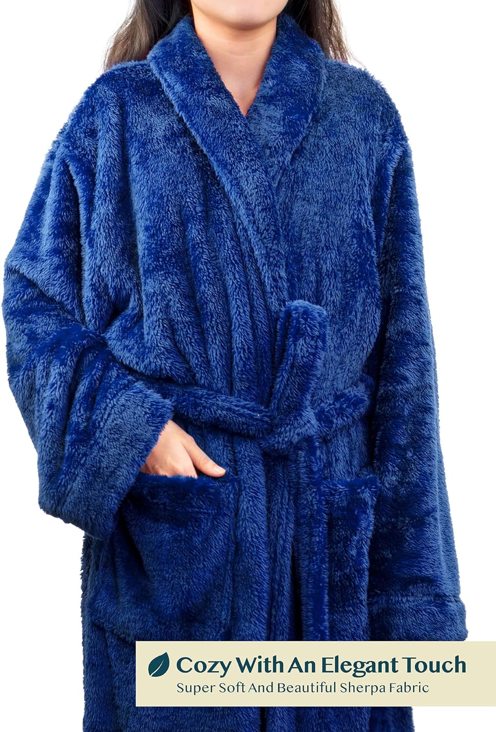 Premium Womens Plush Soft Robe Fluffy, Warm, Fleece Sherpa Shaggy Bathrobe