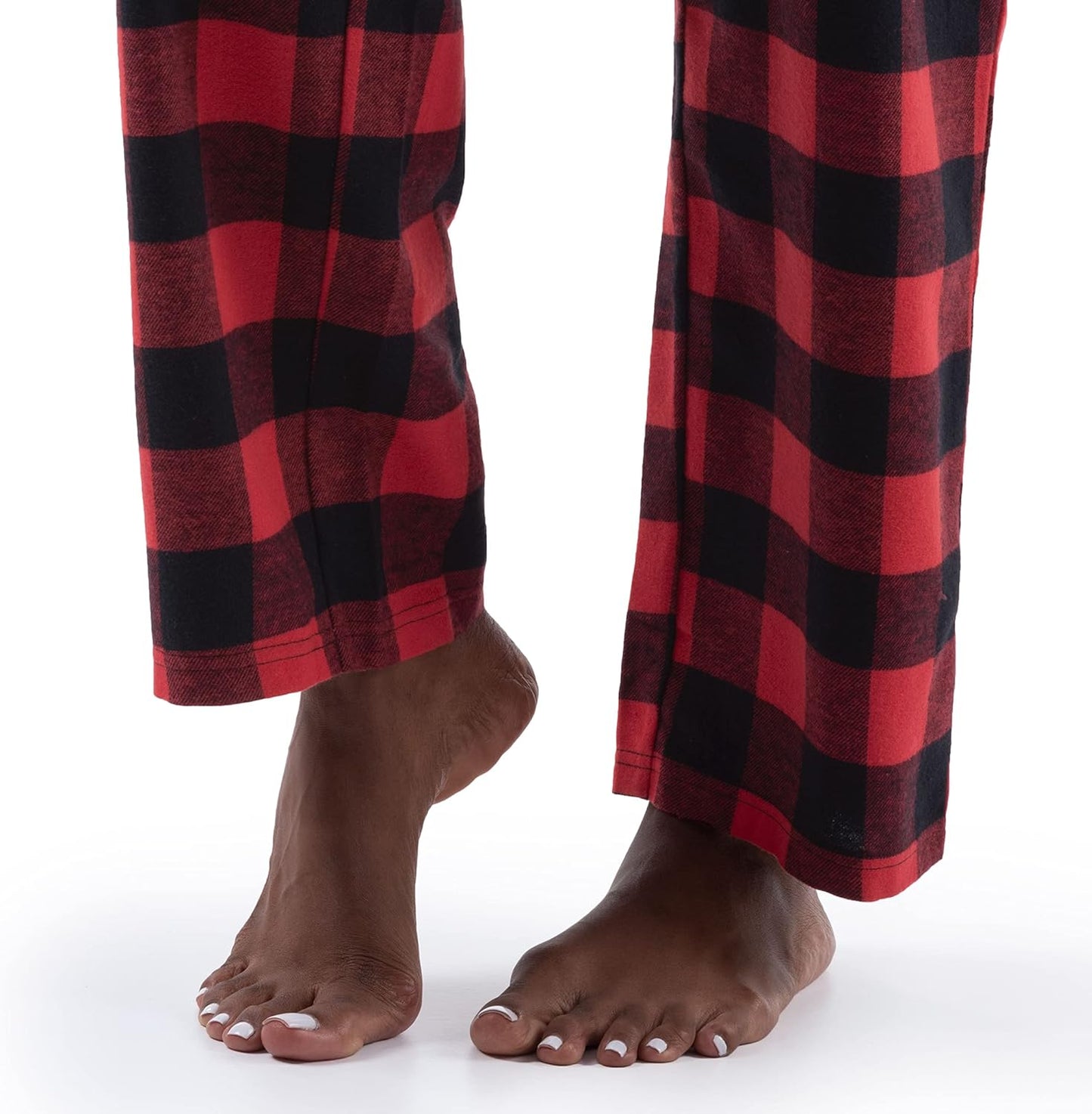 Fruit of the Loom Women's Waffle V-Neck Top and Flannel Pant Sleep Set