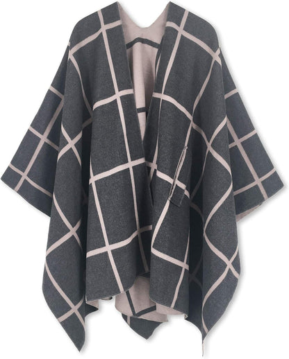 Women's Shawl Wrap Poncho Ruana Cape Open Front Cardigan Shawls for Fall Winter