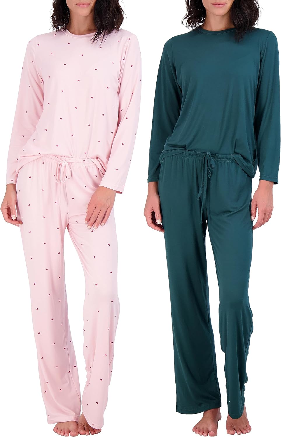 2 Pack: Women’s Pajama Set Super-Soft Short & Long Sleeve Top With Pants (Available In Plus Size)