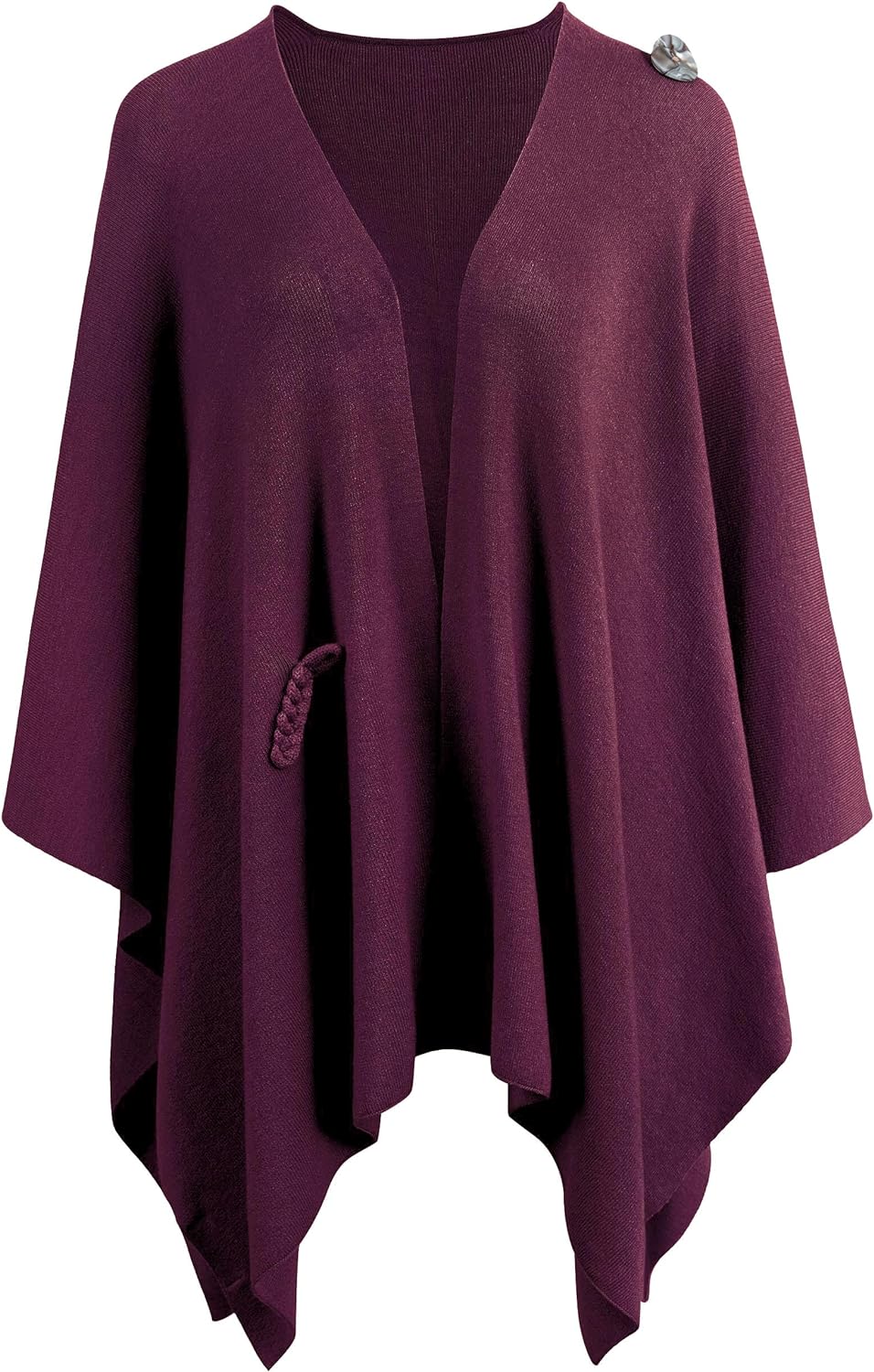 Womens Large Cross Front Poncho Sweater Wrap Topper Knitted Elegant Shawls Cape for Fall Winter