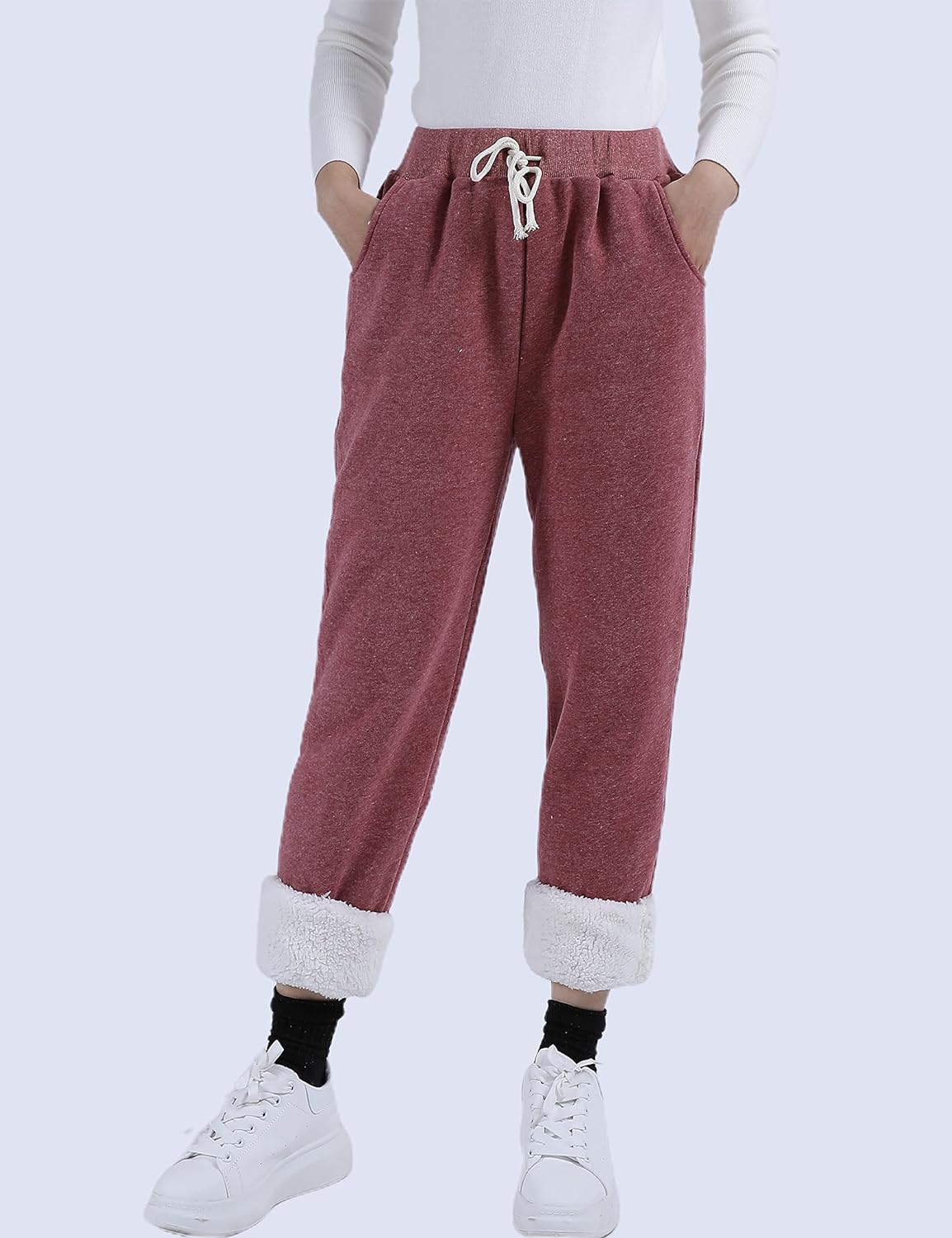 Women's Winter Warm Athletic Sweatpants Sherpa Lined Joggers Fleece Pants