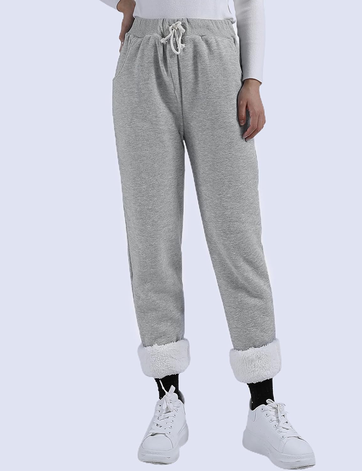 Women's Winter Warm Athletic Sweatpants Sherpa Lined Joggers Fleece Pants