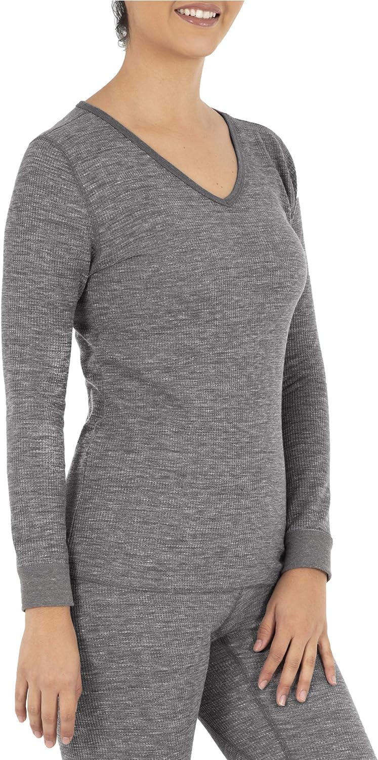 Women's Micro Waffle Thermal V-Neck