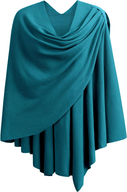 Womens Large Cross Front Poncho Sweater Wrap Topper Knitted Elegant Shawls Cape for Fall Winter