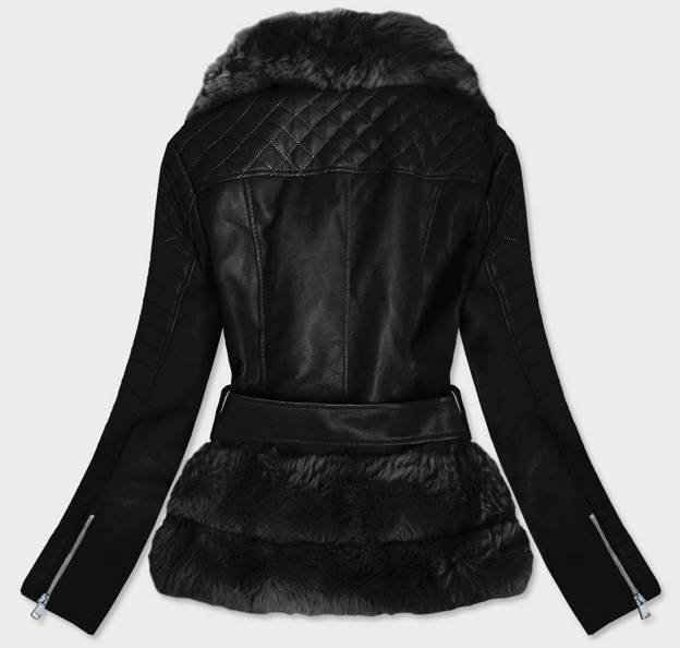 Black fur jacket Leather