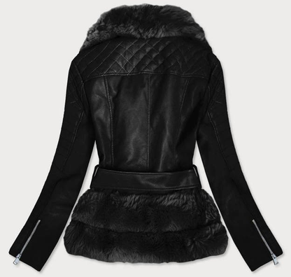 Black fur jacket Leather