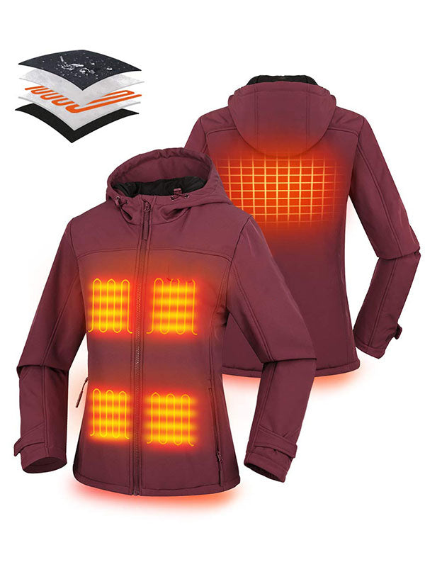 Women's heating jacket soft shell hand warmer with 7.4V battery pack