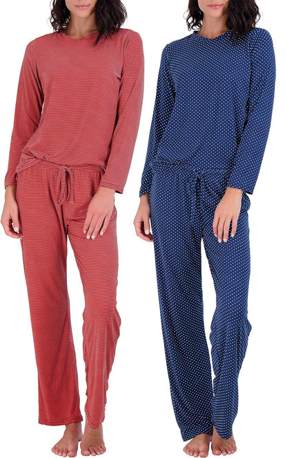 2 Pack: Women’s Pajama Set Super-Soft Short & Long Sleeve Top With Pants (Available In Plus Size)