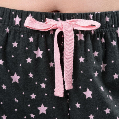 Fruit of the Loom Women's Waffle V-Neck Top and Flannel Pant Sleep Set