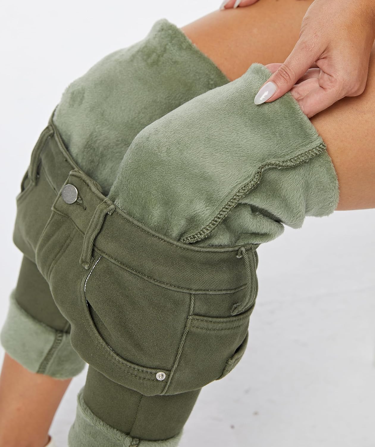 Women's Winter Fleece Lined Sherpa Thermal Skinny Pants Casual Warm Trousers