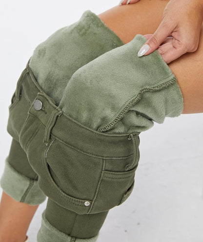 Women's Winter Fleece Lined Sherpa Thermal Skinny Pants Casual Warm Trousers