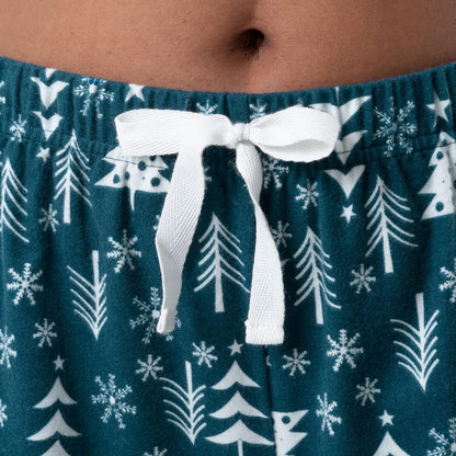 Fruit of the Loom Women's Waffle V-Neck Top and Flannel Pant Sleep Set