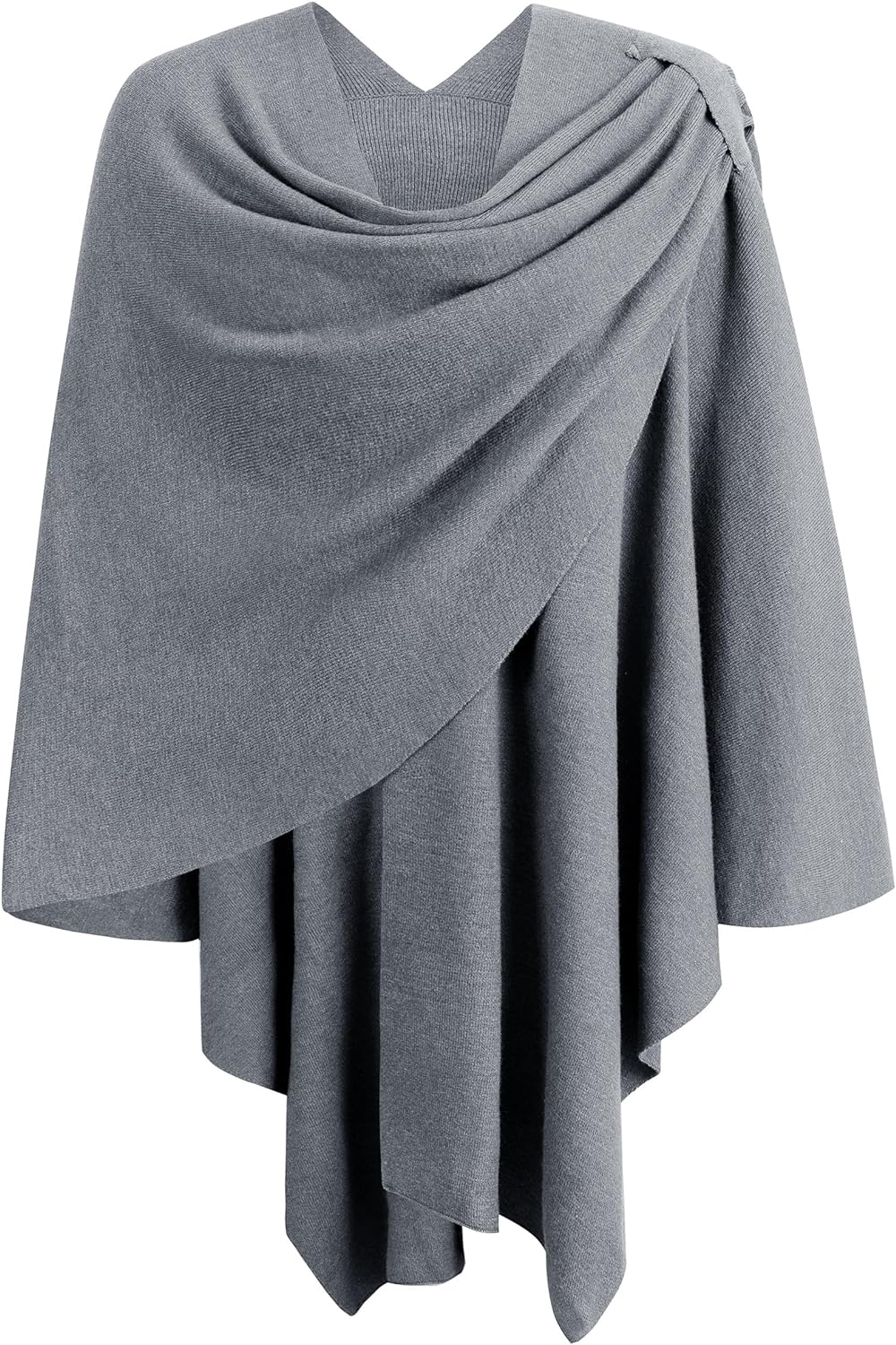 Womens Large Cross Front Poncho Sweater Wrap Topper Knitted Elegant Shawls Cape for Fall Winter
