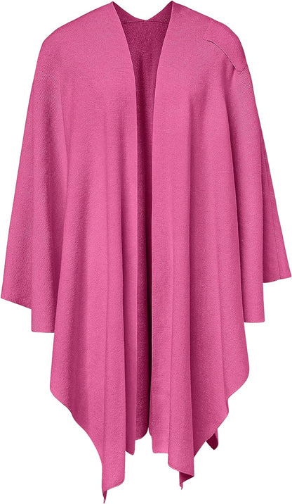 Womens Large Cross Front Poncho Sweater Wrap Topper Knitted Elegant Shawls Cape for Fall Winter