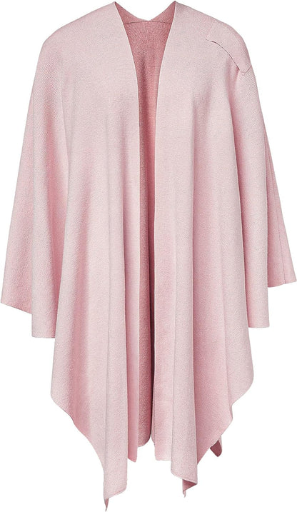 Womens Large Cross Front Poncho Sweater Wrap Topper Knitted Elegant Shawls Cape for Fall Winter