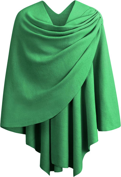 Womens Large Cross Front Poncho Sweater Wrap Topper Knitted Elegant Shawls Cape for Fall Winter