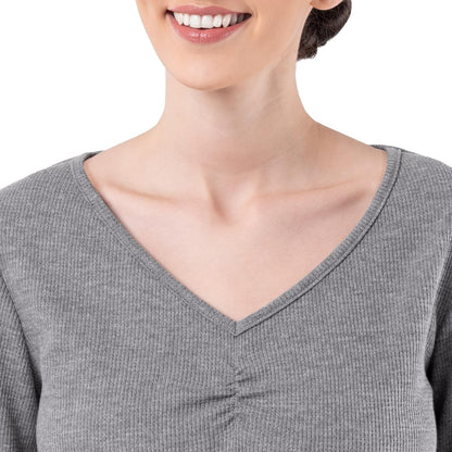 Fruit of the Loom Women's Waffle V-Neck Top and Flannel Pant Sleep Set