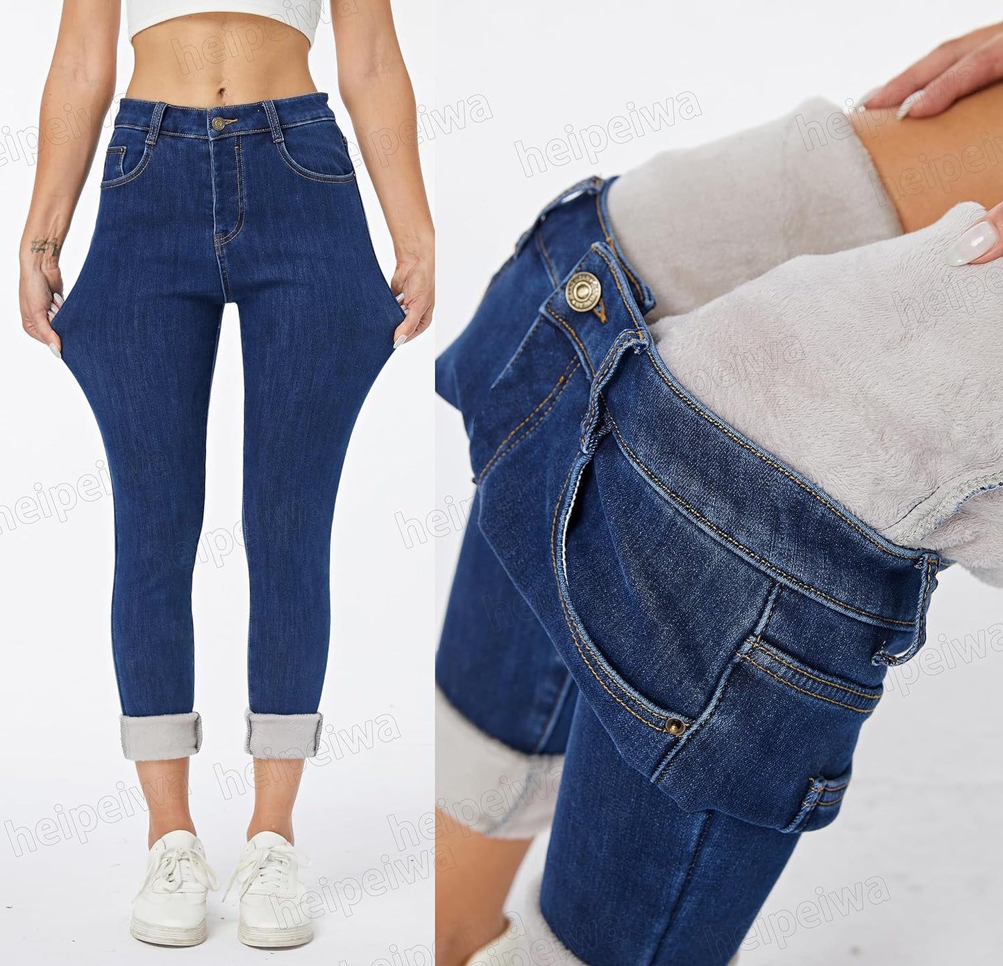 Women's Winter Fleece Lined Sherpa Thermal Skinny Pants Casual Warm Trousers