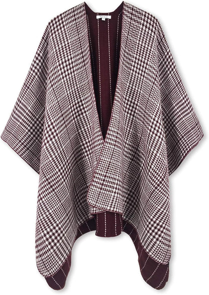 Women's Shawl Wrap Poncho Ruana Cape Open Front Cardigan Shawls for Fall Winter