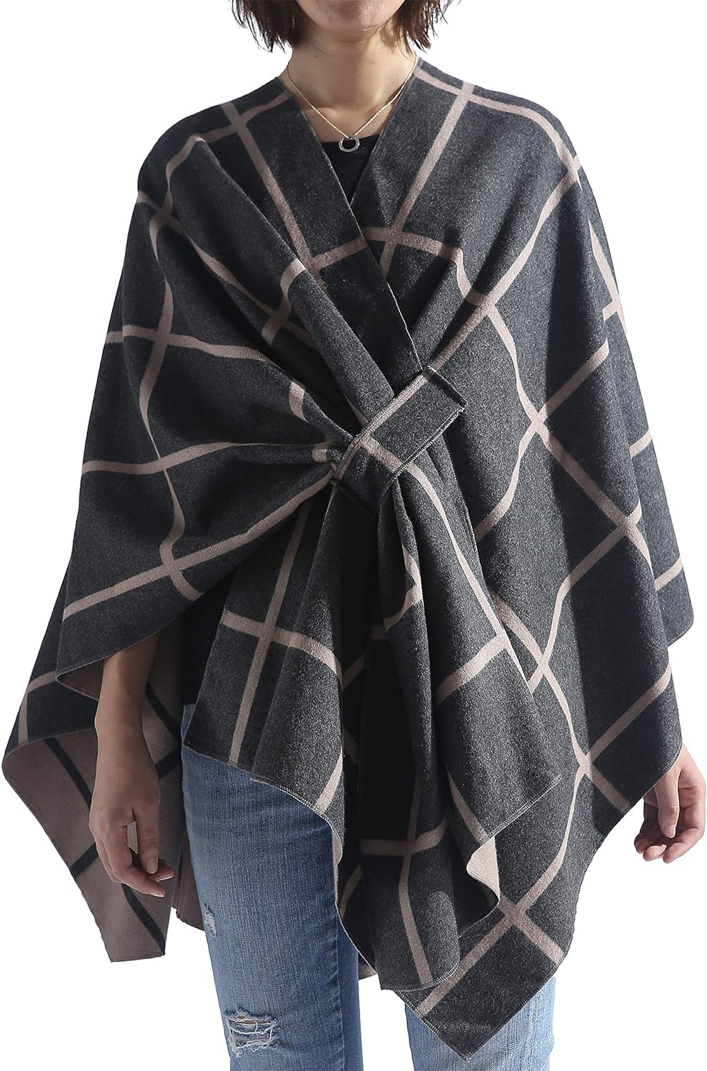 Women's Shawl Wrap Poncho Ruana Cape Open Front Cardigan Shawls for Fall Winter