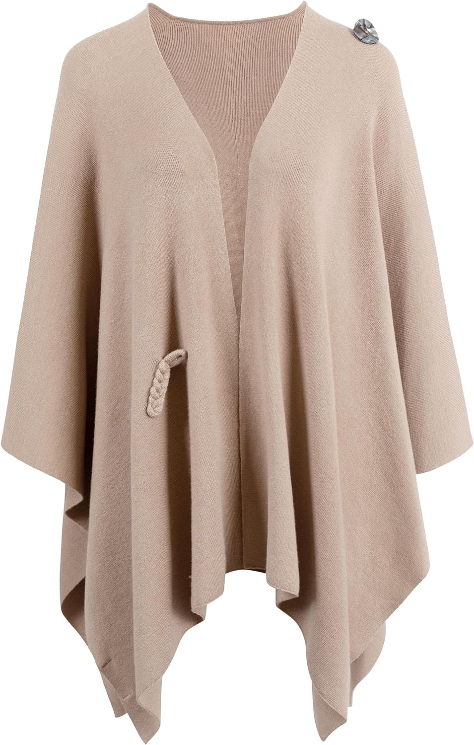 Womens Large Cross Front Poncho Sweater Wrap Topper Knitted Elegant Shawls Cape for Fall Winter