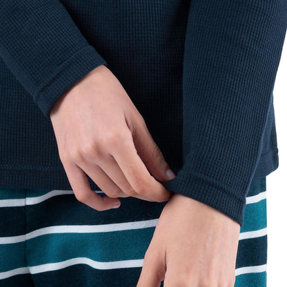 Fruit of the Loom Women's Waffle V-Neck Top and Flannel Pant Sleep Set