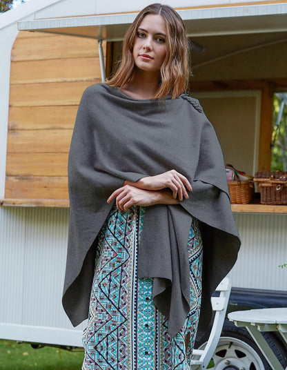 Womens Large Cross Front Poncho Sweater Wrap Topper Knitted Elegant Shawls Cape for Fall Winter