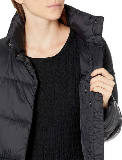 Women's Lightweight Water-Resistant Longer Length Cocoon Puffer Coat