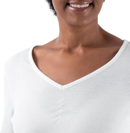 Fruit of the Loom Women's Waffle V-Neck Top and Flannel Pant Sleep Set