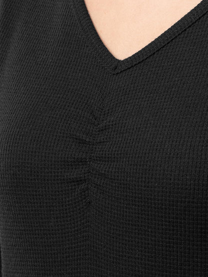 Fruit of the Loom Women's Waffle V-Neck Top and Flannel Pant Sleep Set