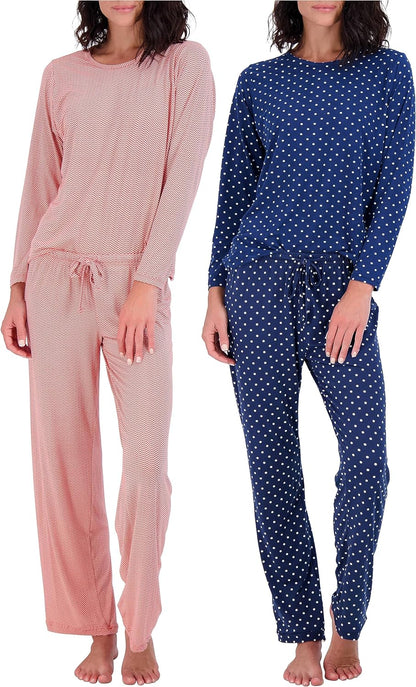 2 Pack: Women’s Pajama Set Super-Soft Short & Long Sleeve Top With Pants (Available In Plus Size)
