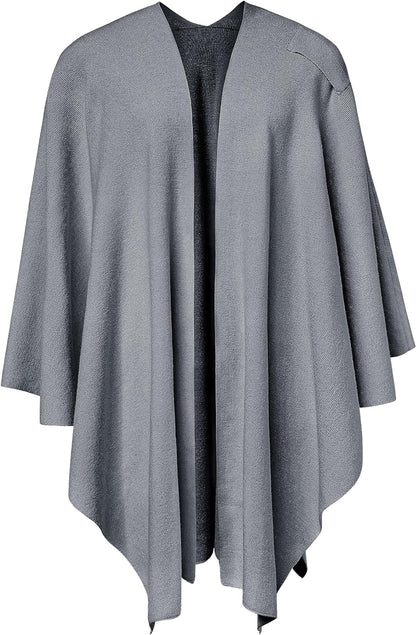 Womens Large Cross Front Poncho Sweater Wrap Topper Knitted Elegant Shawls Cape for Fall Winter