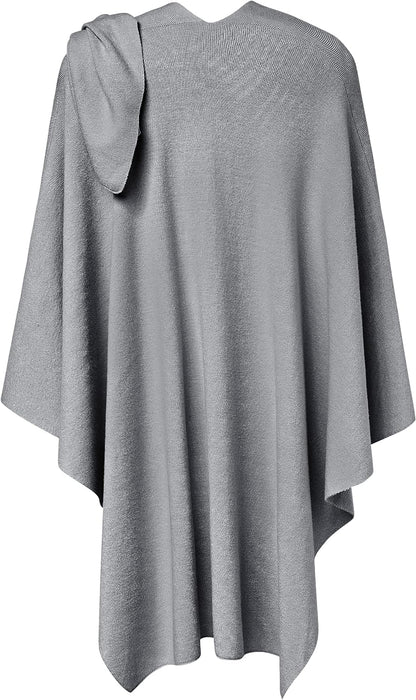 Womens Large Cross Front Poncho Sweater Wrap Topper Knitted Elegant Shawls Cape for Fall Winter