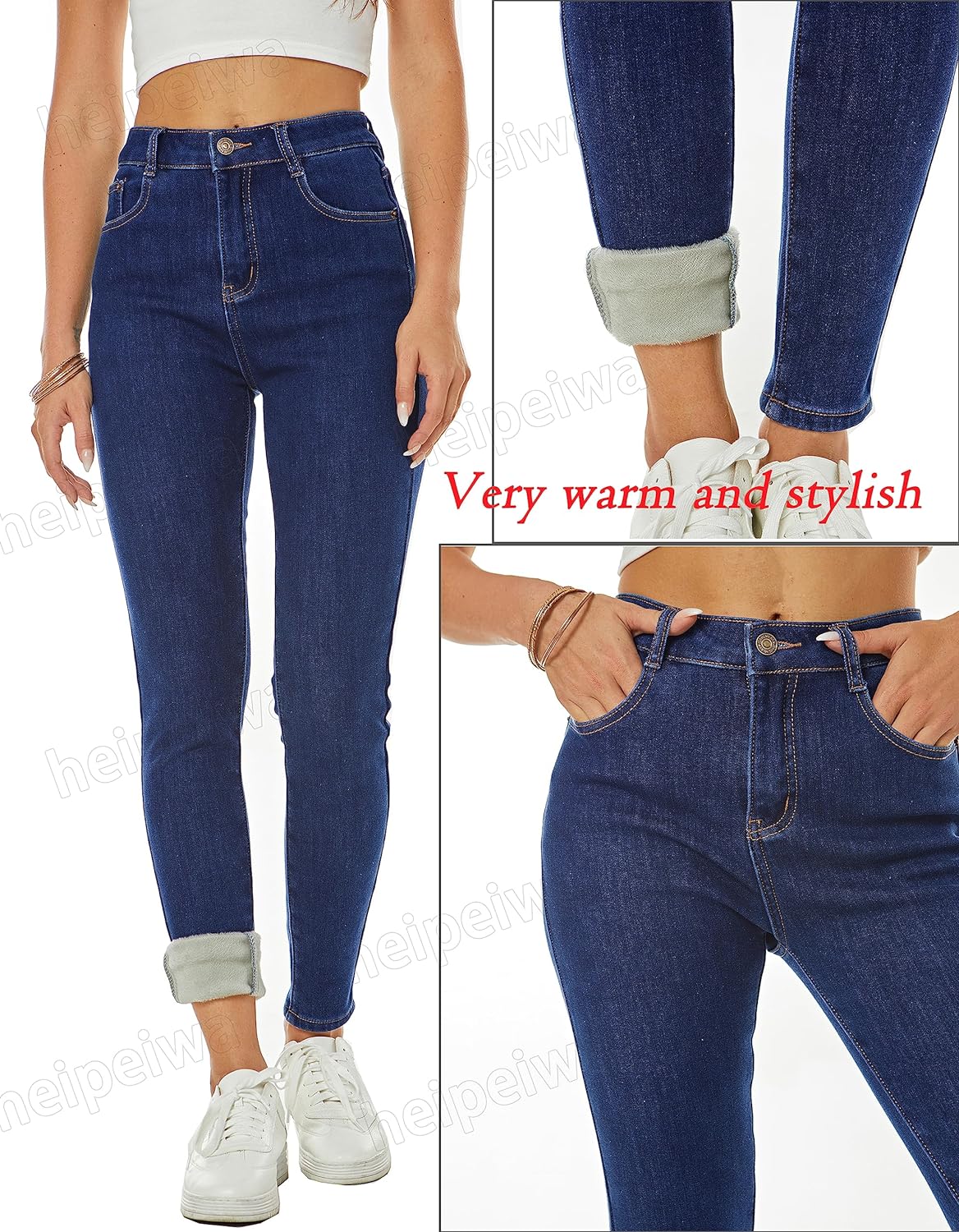 Women's Winter Fleece Lined Sherpa Thermal Skinny Pants Casual Warm Trousers