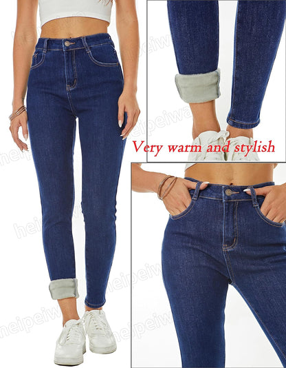 Women's Winter Fleece Lined Sherpa Thermal Skinny Pants Casual Warm Trousers