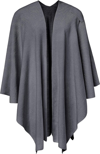 Womens Large Cross Front Poncho Sweater Wrap Topper Knitted Elegant Shawls Cape for Fall Winter